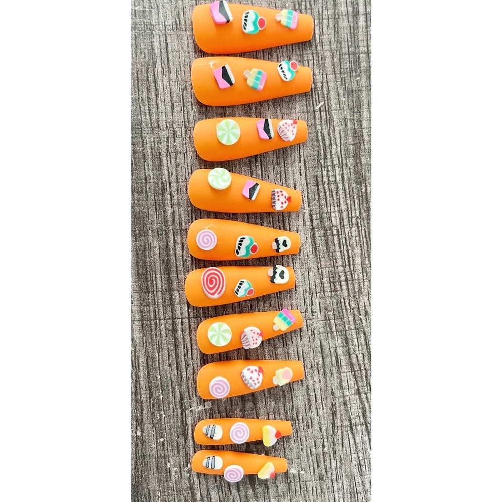 Neon Orange press on Nails